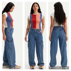 Levi’s 94 BAGGY CARGO PANTS Denim Jeans Women’s size 25